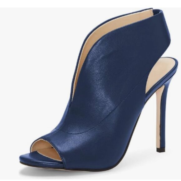 YDN Navy Slingback Peep Toe Stiletto High Heel Sandals Ankle Boots Cutout Shoe - Picture 1 of 8
